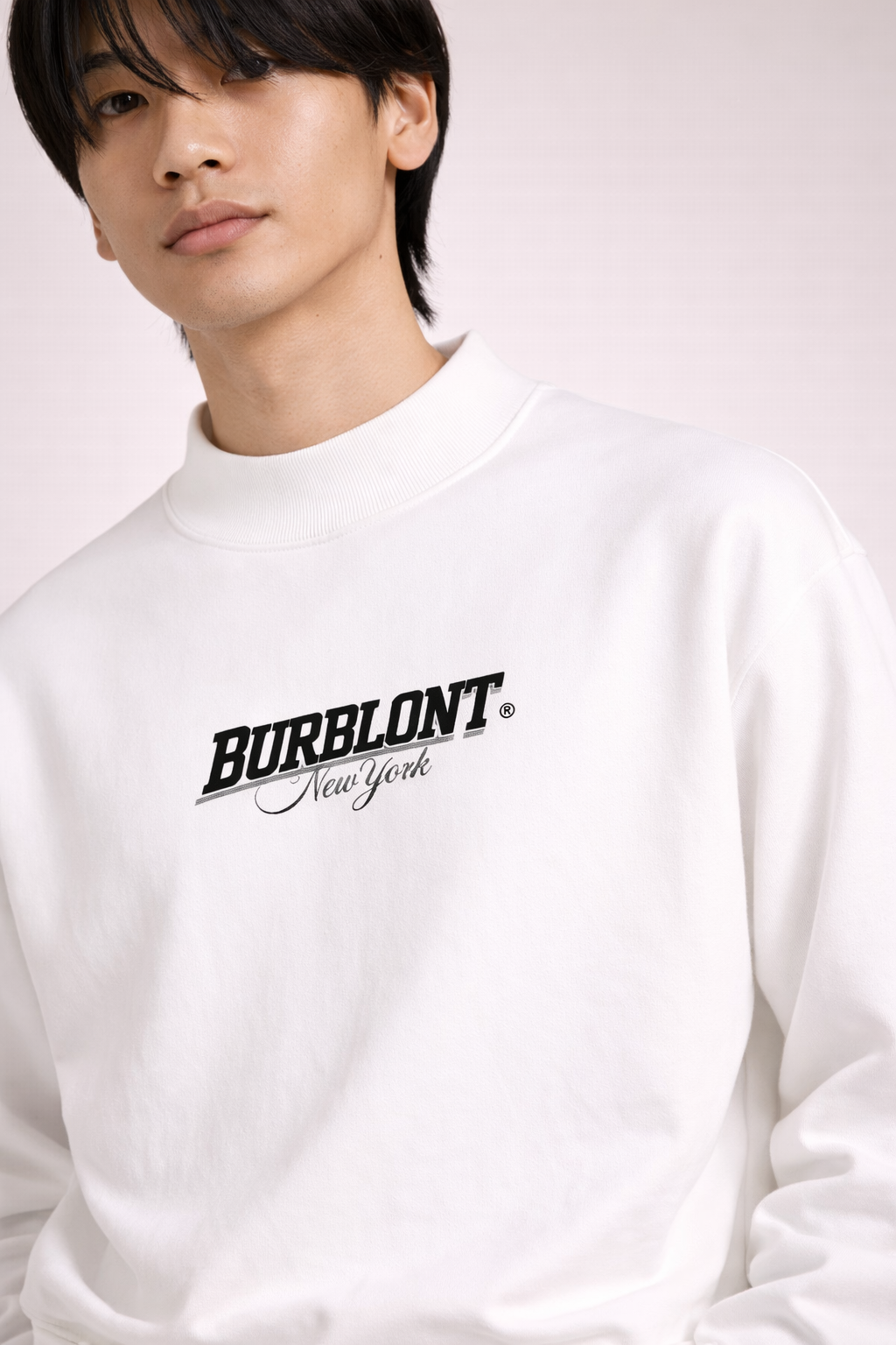 Essential Fleece Mock-Neck Crew Sweatshirt